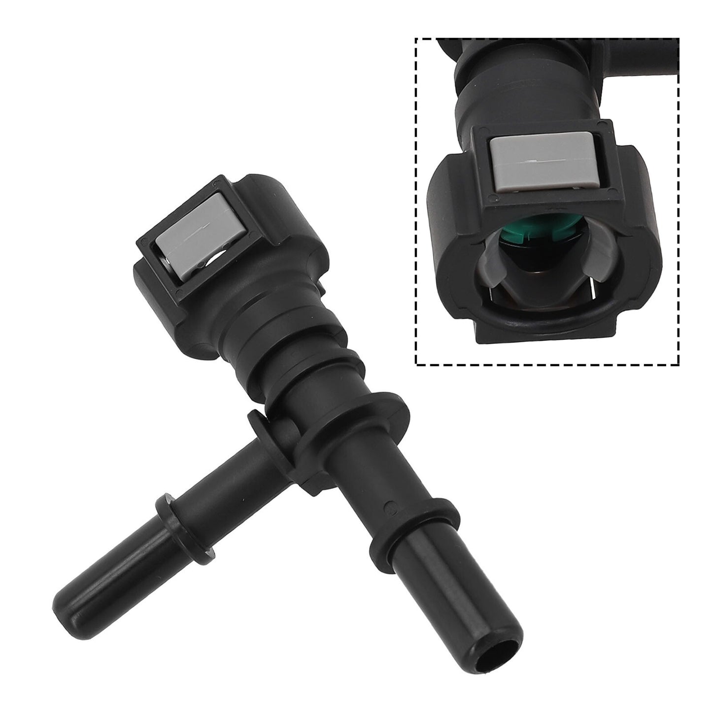Tight and secure fuel hose connector with integrated seal to prevent leaks.