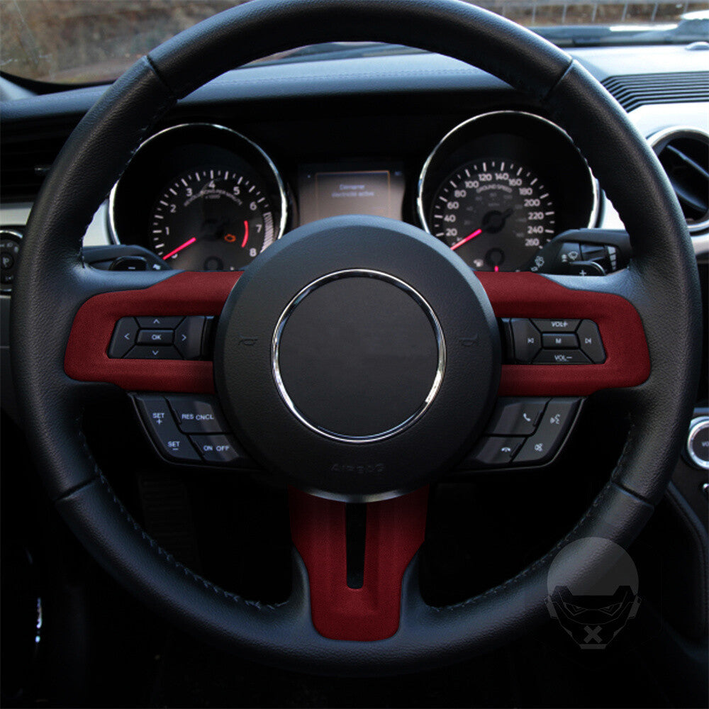 PU Leather Red Interior Steering Wheel Button Cover Fit for Ford for Mustang 2015-23