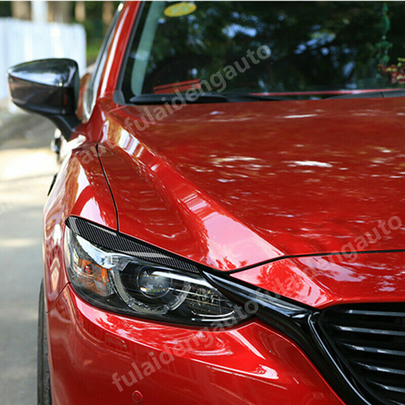 for Mazda 6 Atenza 17-2018 Carbon Fiber Look Headlight Lamp Eyelids Cover Trim