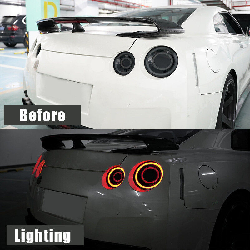 Black LED Tail Lights Lamps Upgrade Brake Pair Fit 2008-2022 for Nissan GTR R35