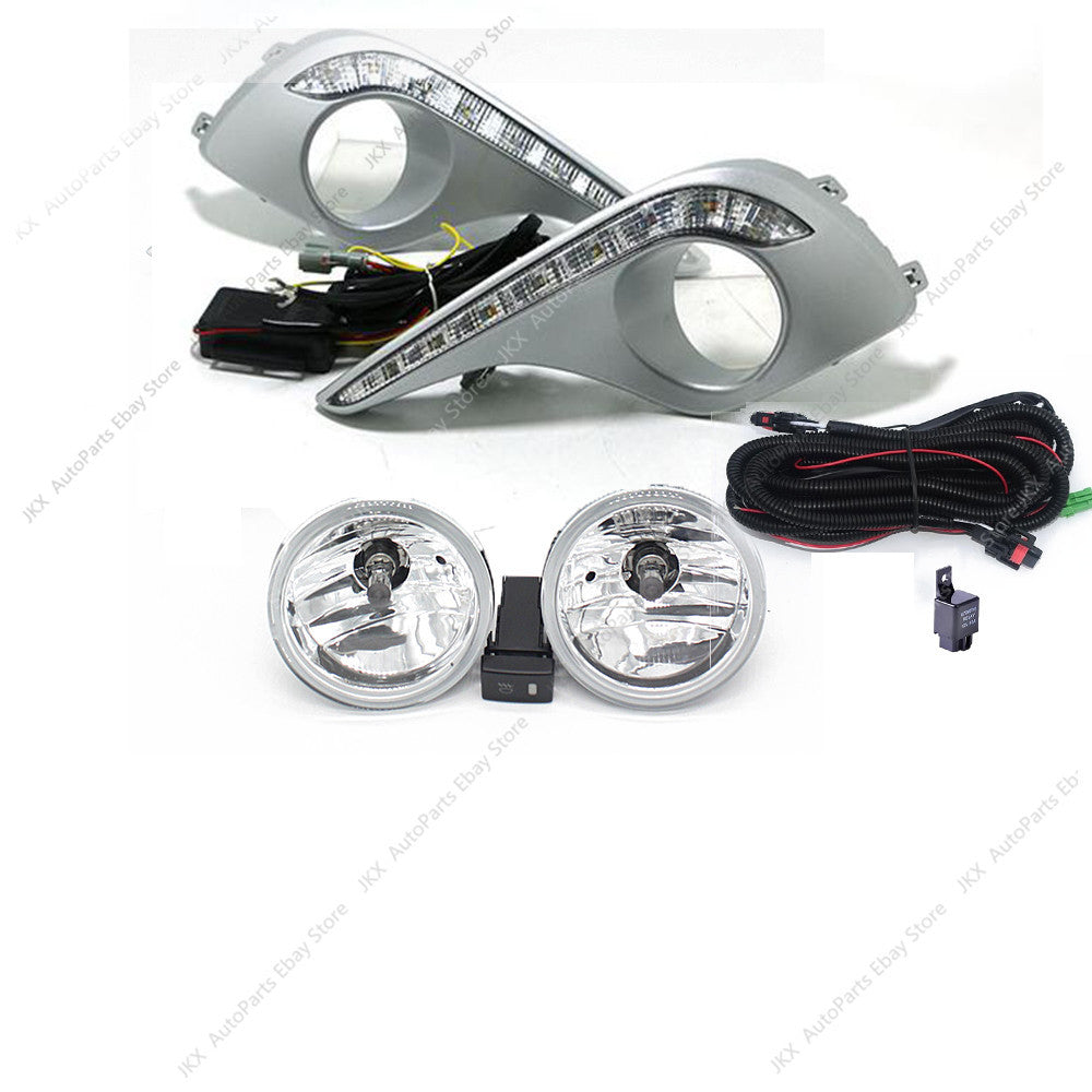 Clear LED DRL Lamp Fog Light Wiring Kit Assembly for Toyota Highlander 2011-2013