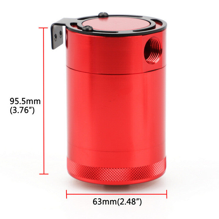 Red Oil Catch Can Reservoir Tank Baffled 2 Port Oil Catch Tank Air Oil Separator
