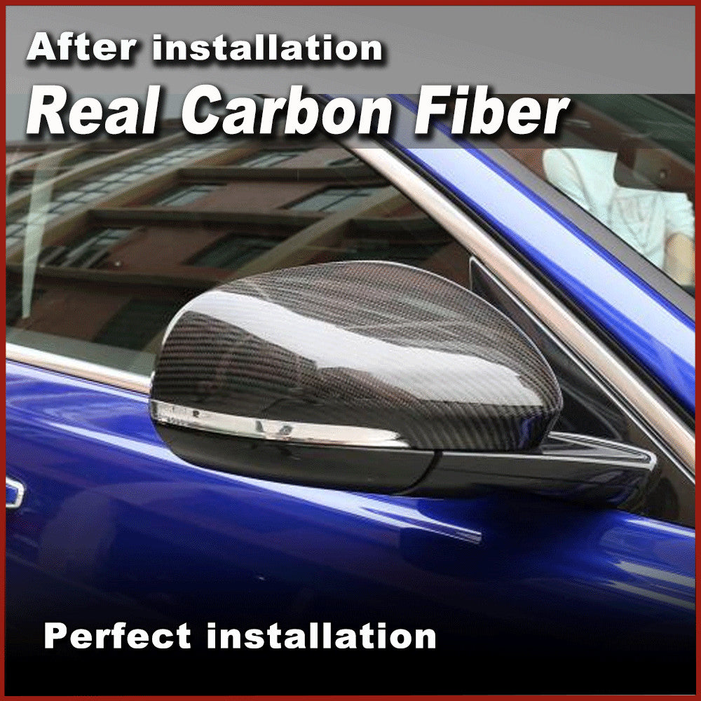2xCarbon Fiber Side Door Mirror Cover Cap Add-On for Jaguar XE XEL XF XFL XJ XK