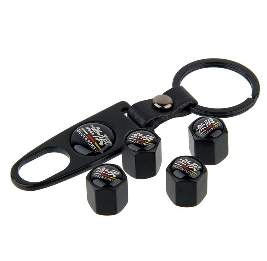 4-piece Mugen car tire valve cover rod cover air valve dust cover keychain black