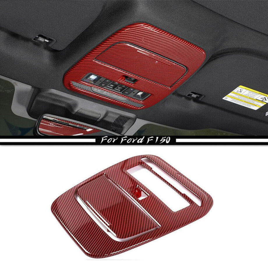 2P for 21-23 for Ford F150 Red Carbon Front Roof Reading Light Cover Light Trim Frame
