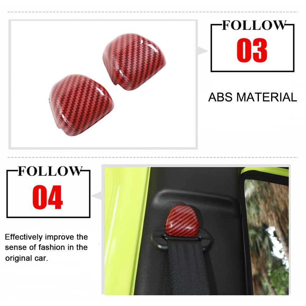 Red Carbon Fiber for Seat Safety Belt Buckle Cover Trim for Suzuki for Jimny 2019-2020