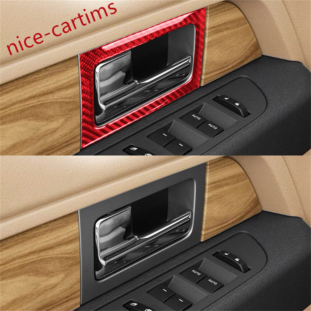 4¡ÁRed Carbon Fiber Interior Door Handle Ring Panel Cover for Ford F150 2009-2014