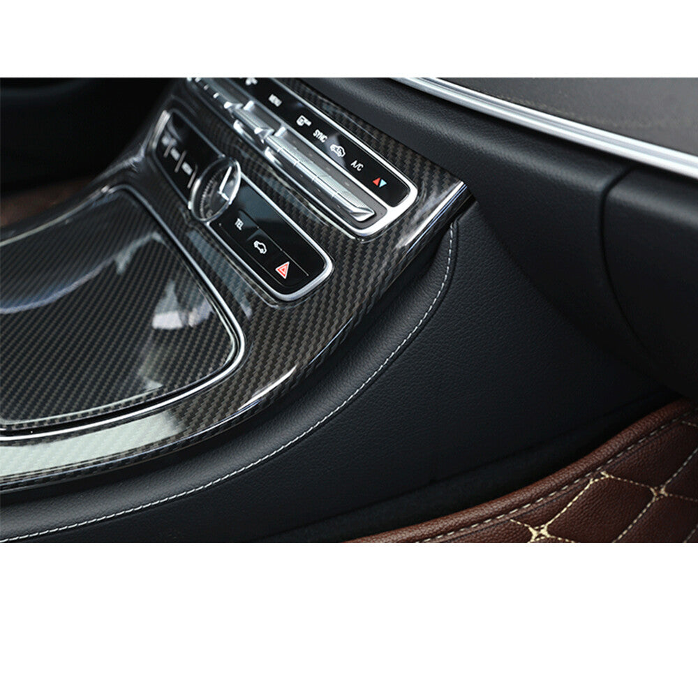 Carbon Black Center Console Gear Panel Cover Trim for Mercedes-Benz W213 16-19