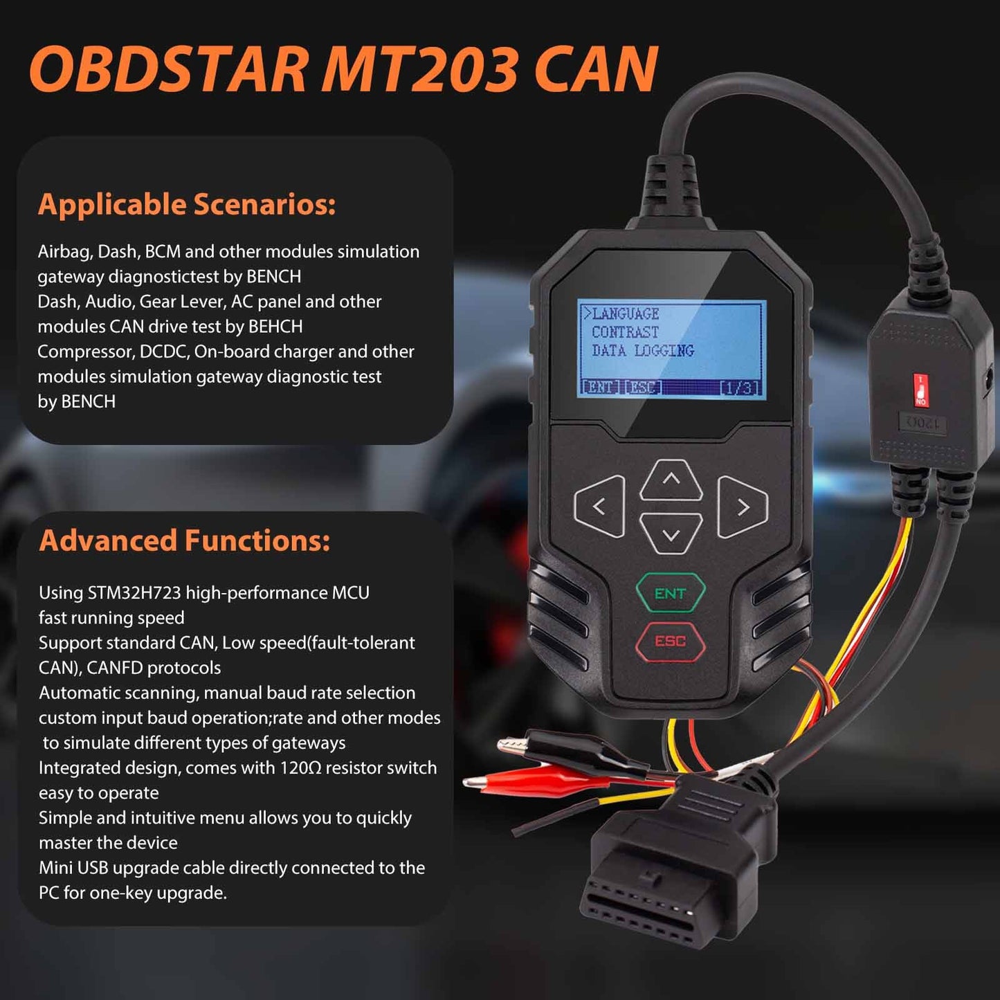 OBDSTAR MT203 CAN Driver/Gateway Simulator Support CAN Driver Gateway Function