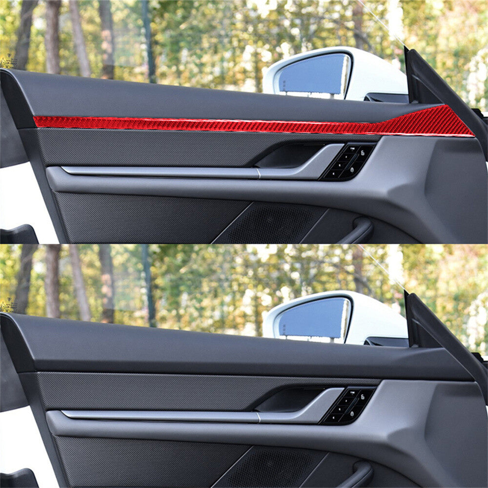 Red Carbon Fiber Interior Door Panel Decorative Cover for Porsche Taycan 2019-22