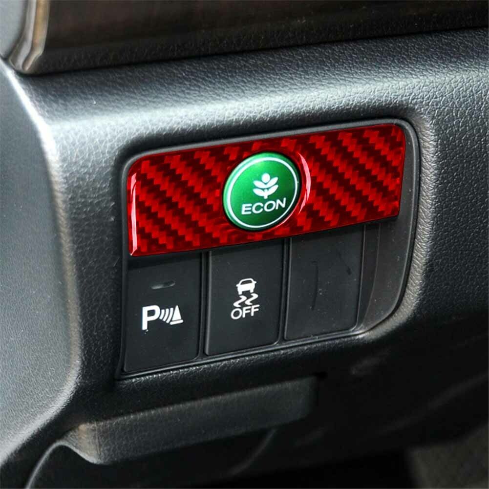 Red Carbon Fiber Inner ECON Button Switch Panel Cover for Honda Accord 2013-2017