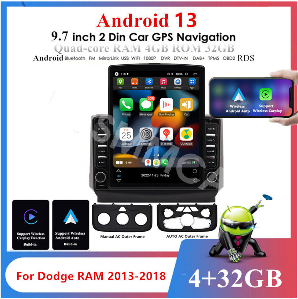 Fit for Dodge for RAM 4500 2013-2019 MP5 Player 9.7 in Car Stereo Radio GPS BT WiFi