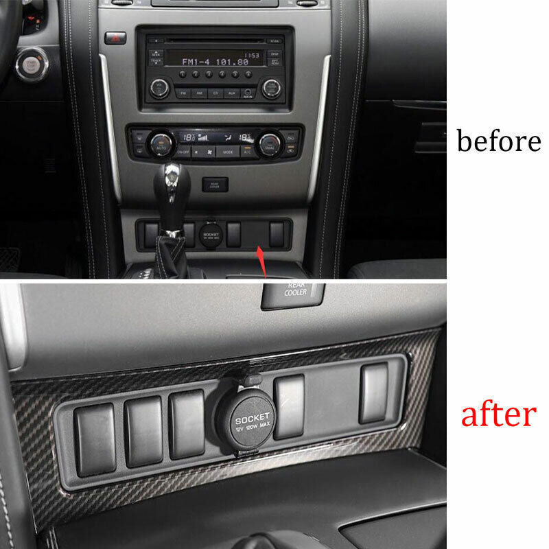 Console Cigarette Lighter Storage Box for Nissan Armada Y62 2017-20 Carbon Fiber