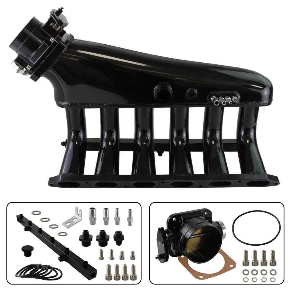 Billet Intake Manifold w/ Fuel Rail kit+Throttle Body for BMW 325i 328i M3 Z3 M50 BK