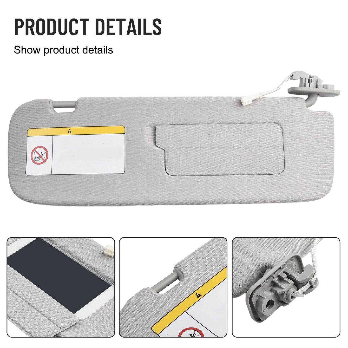 Right Side Sun Visor for Tesla Model 3 / Y 2021-2022 1490406-41-A Durable AT