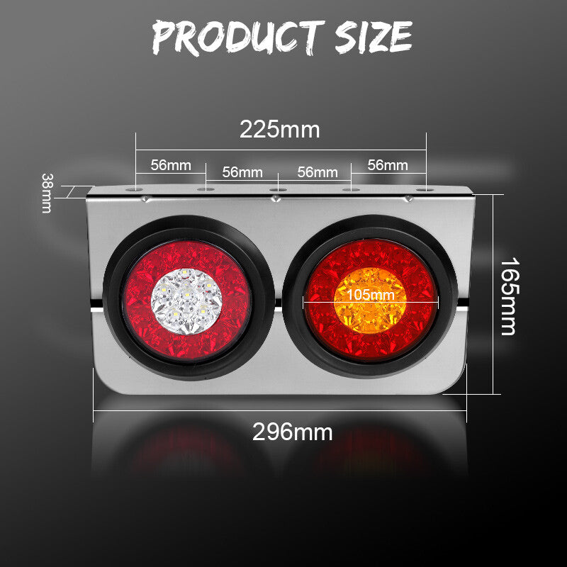 2PCS 4'' 32-LED Round Red Amber Turn Stop Brake Trailer Tail Lights Truck RV US