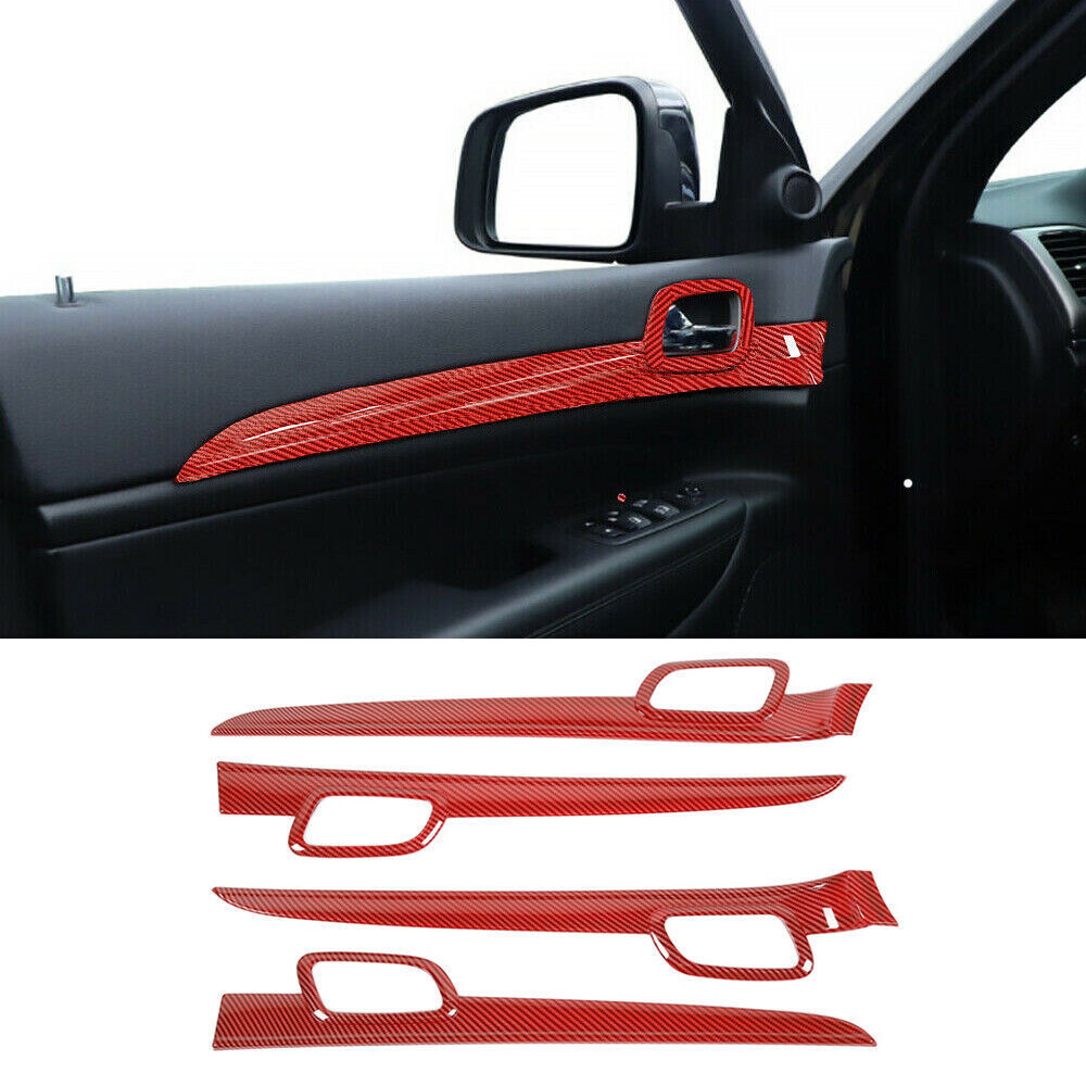 for Jeep Grand Cherokee 11-21 Dashboard PanelDoor Handle Cover ABS Red Carbon