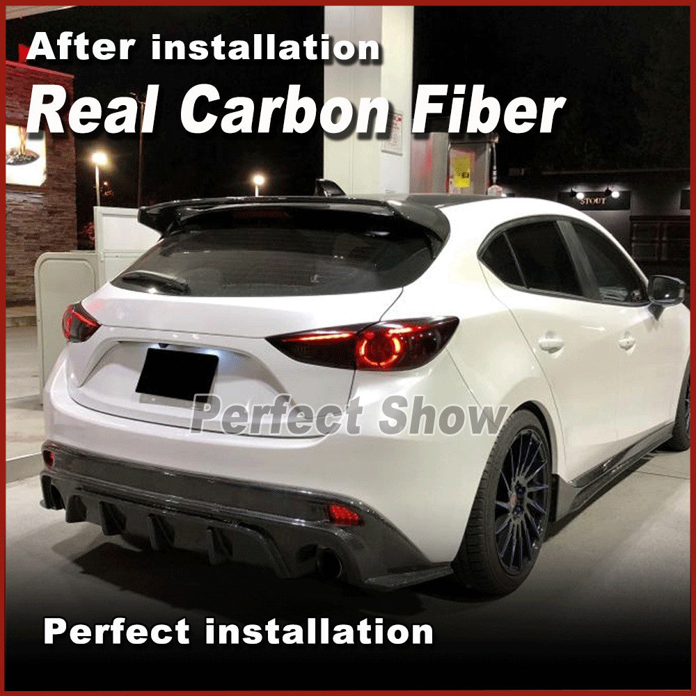 for Mazda 3 Axela Hatchback 2014-19 REAL Carbon Rear Tail Roof Spoiler Wing Lip