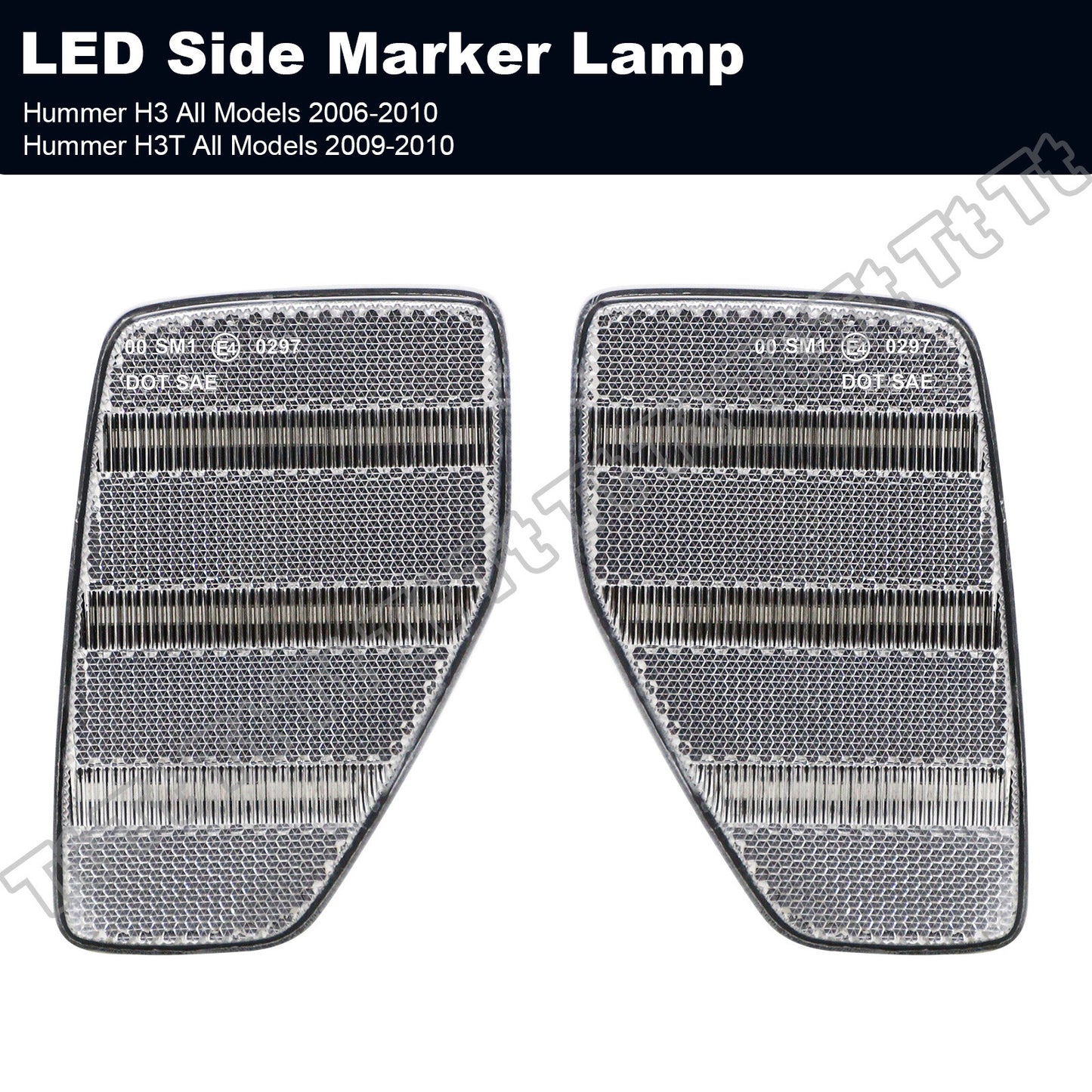 2 LED front fender side marker lights, transparent, suitable for 06-10 for Hummer H3/09-10 H3T
