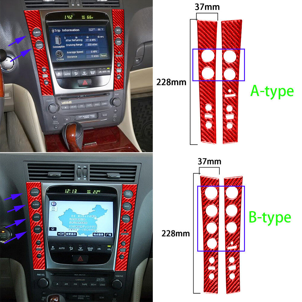 Red Carbon Fiber Center Control Switch Button Panel Cover For Luxus GS 2006-2011