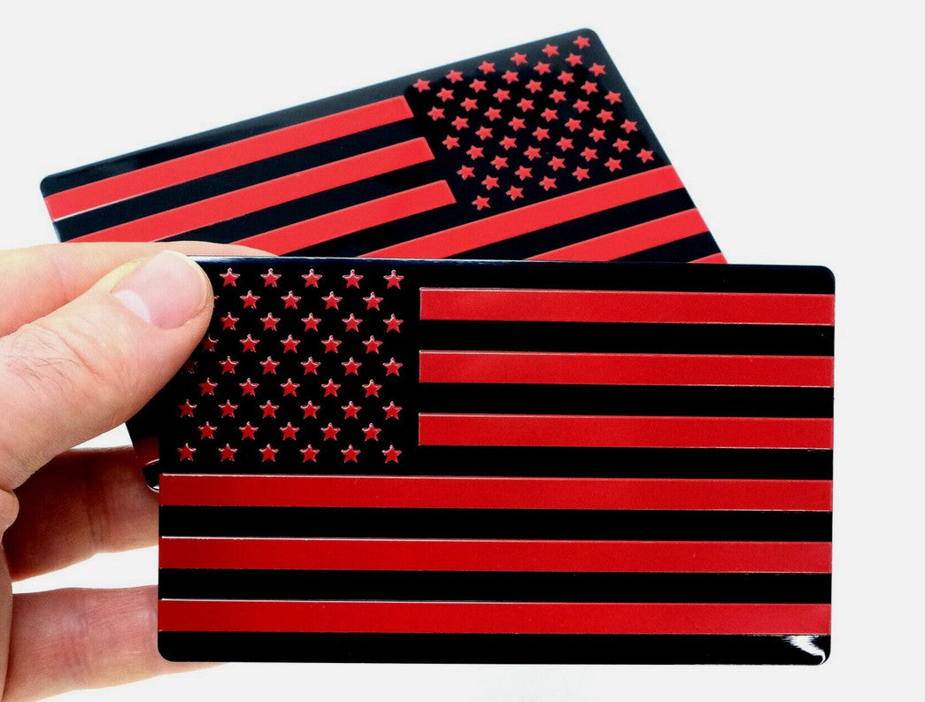 Car side fender rear trunk badge sticker, American flag, red and black, suitable for ford 2-piece set.