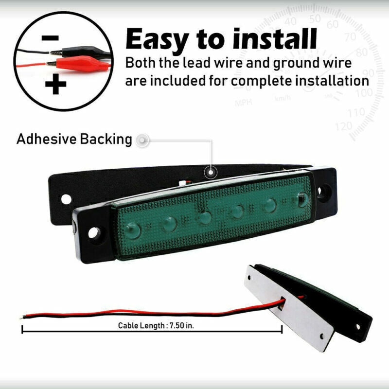 20Pcs 3.8 Smoked Amber Side Marker Indicator Lights 12V 6LED Trailer Truck