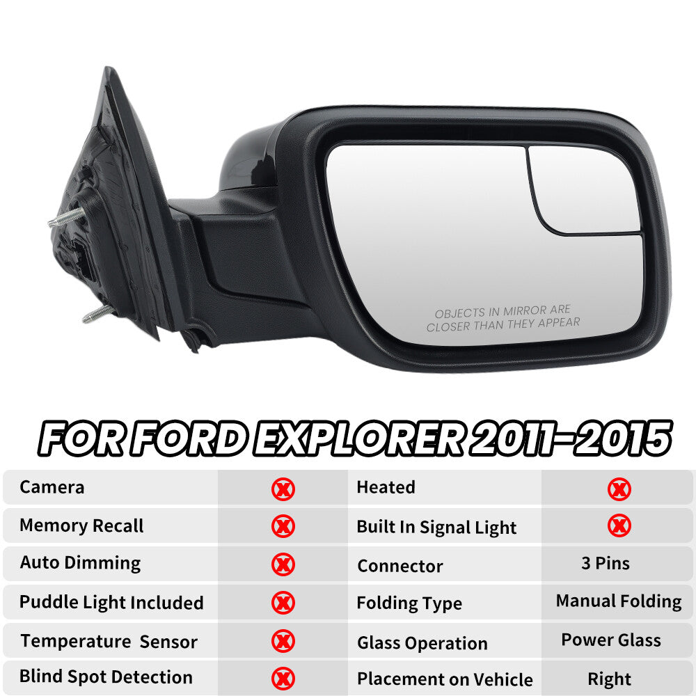 F¨¹r for Ford Explorer 2011-2015 Au?enspiegel R¨¹ckspiegel Spiegel Rechts 3 Draht