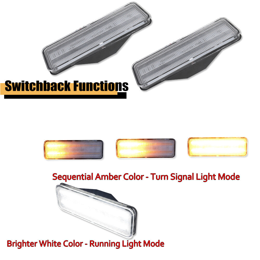 2-Piece Transparent Front Bumper Turn Signal Lights for Mustang F100 F150 F250 F350