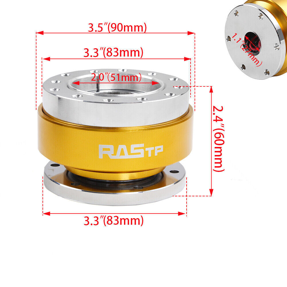 Gold Universal Car Steering Wheel Ball Quick Release Hub Adapter Snap Off Kit