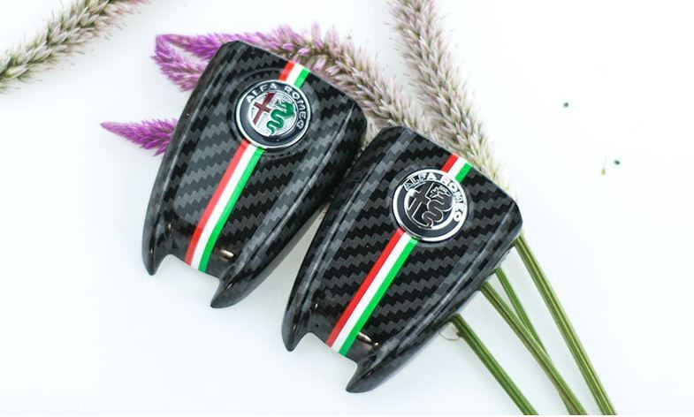 Carbon fiber black key cover for Alfa Romeo Giulia for Stelvio car keys