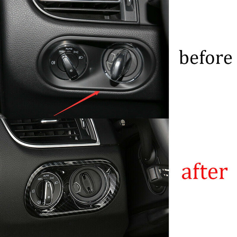 Carbon fiber style headlight switch button protective cover suitable for Porsche Macan 2014 - 2020