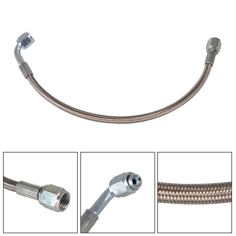 Turbine oil feed line 24-inch steel braided PTFE line 4AN 90° straight hose end PTFE
