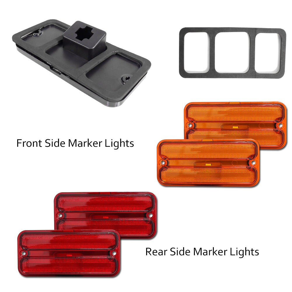 Suitable for Chevrolet /Jimsi pickup trucks, front and rear side marking kit, red/amber OE style 68-72