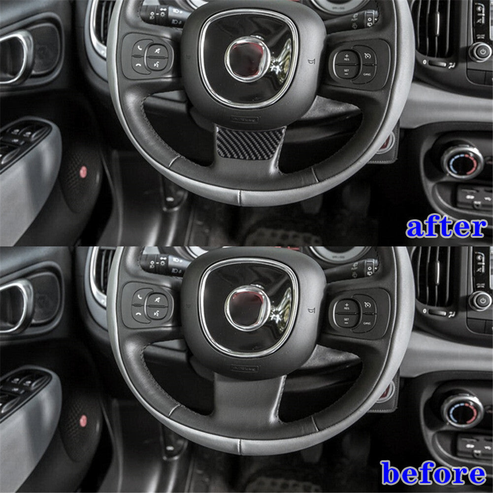 Carbon Fiber Interior Steering Wheel Chin Cover Trim for Fiat 500L 2014-2017