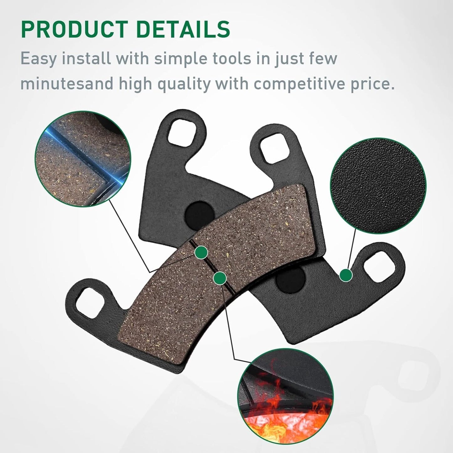 Brake Pads for Polaris Ranger 800 Crew 2010-2014 / Ranger 900 Crew 2012-2014
