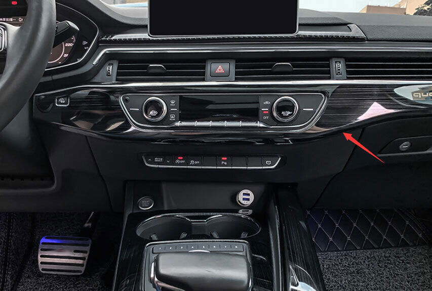 for Audi A4 A5 2017-24 Black Steel Central Console Dashboard Panel Strip Trim 2P