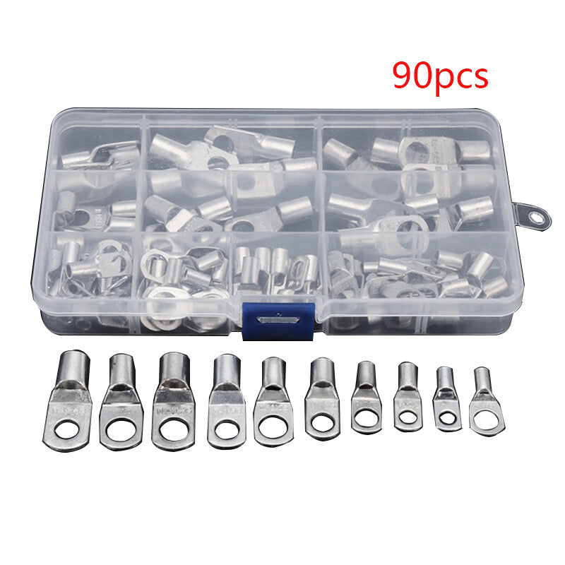 90¡Á Automotive copper tube terminal battery welding cable connector with crimped ring