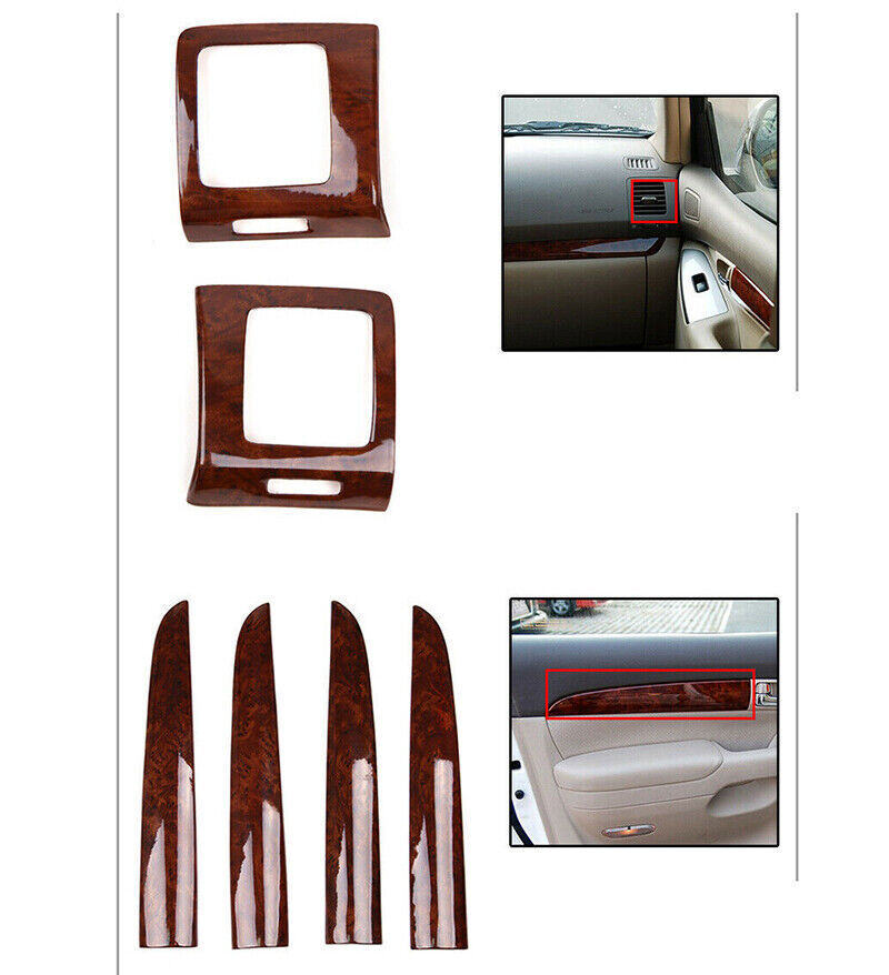 28x for Toyota Prado FJ120 2003-09 Wood Grain ABS Inner Trim Kit Cover Decor Set