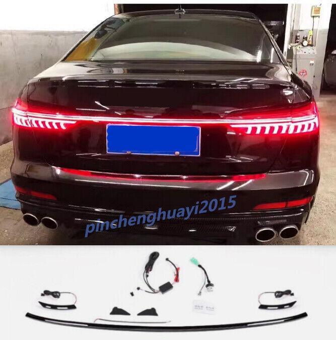 2019 - 2023 Smoked Black Rear Door and Trunk LED Taillight Trim for Audi A6 C8 Sedan