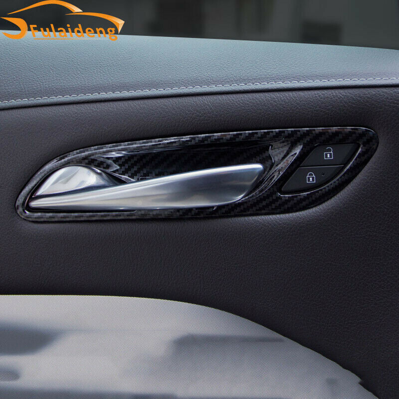 4for Cadillac XT4 2018-2021 Carbon Fiber Interior Door Handle Bowl Trims Covers