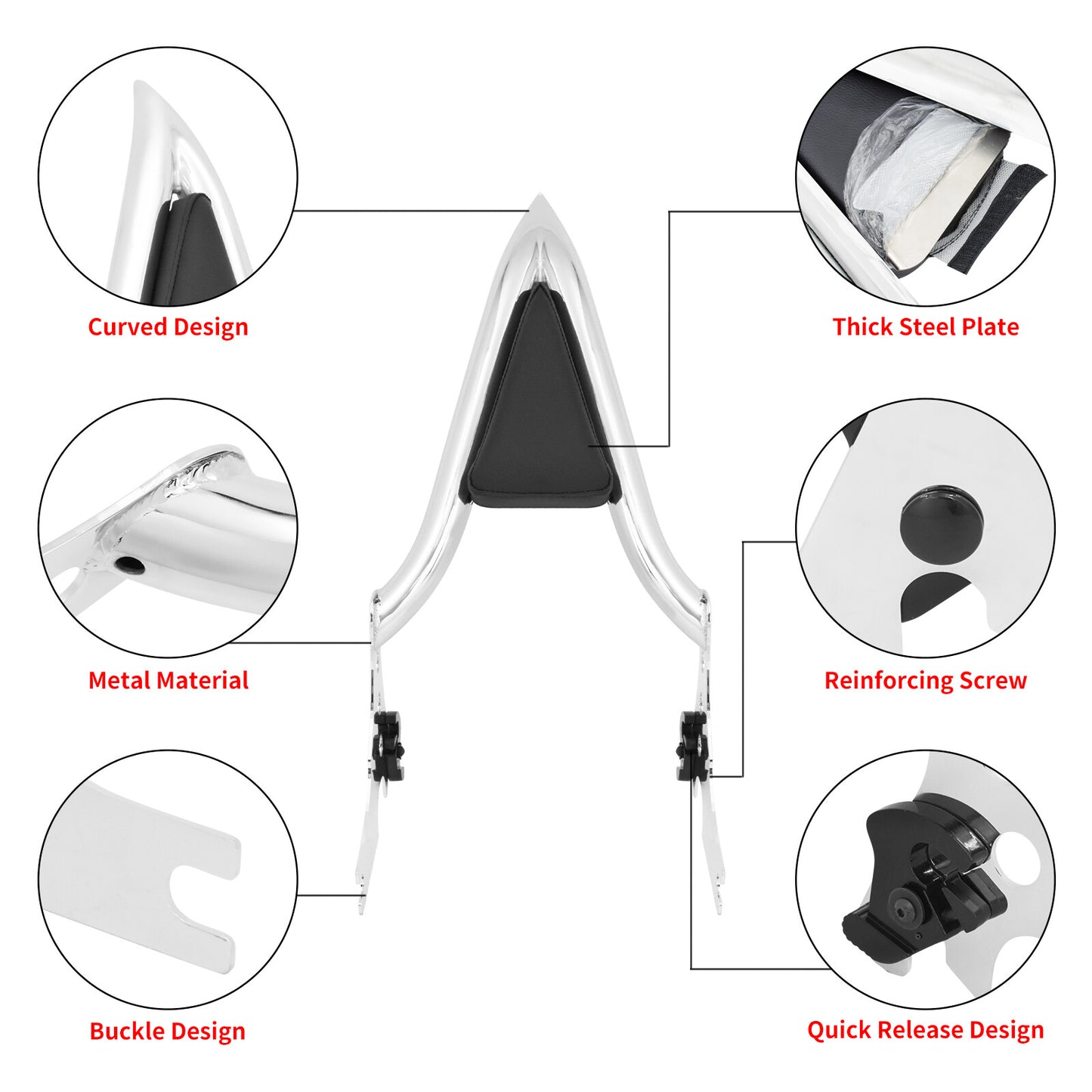 Chrome Passenger Backrest Sissy Bar for Harley Sportster 883 1200 48 72 04-2022