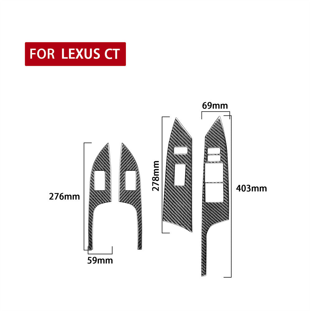 Carbon Fiber RHD Window Lift Switch Button Panel Trim for Lexus CT200h 2011-2017