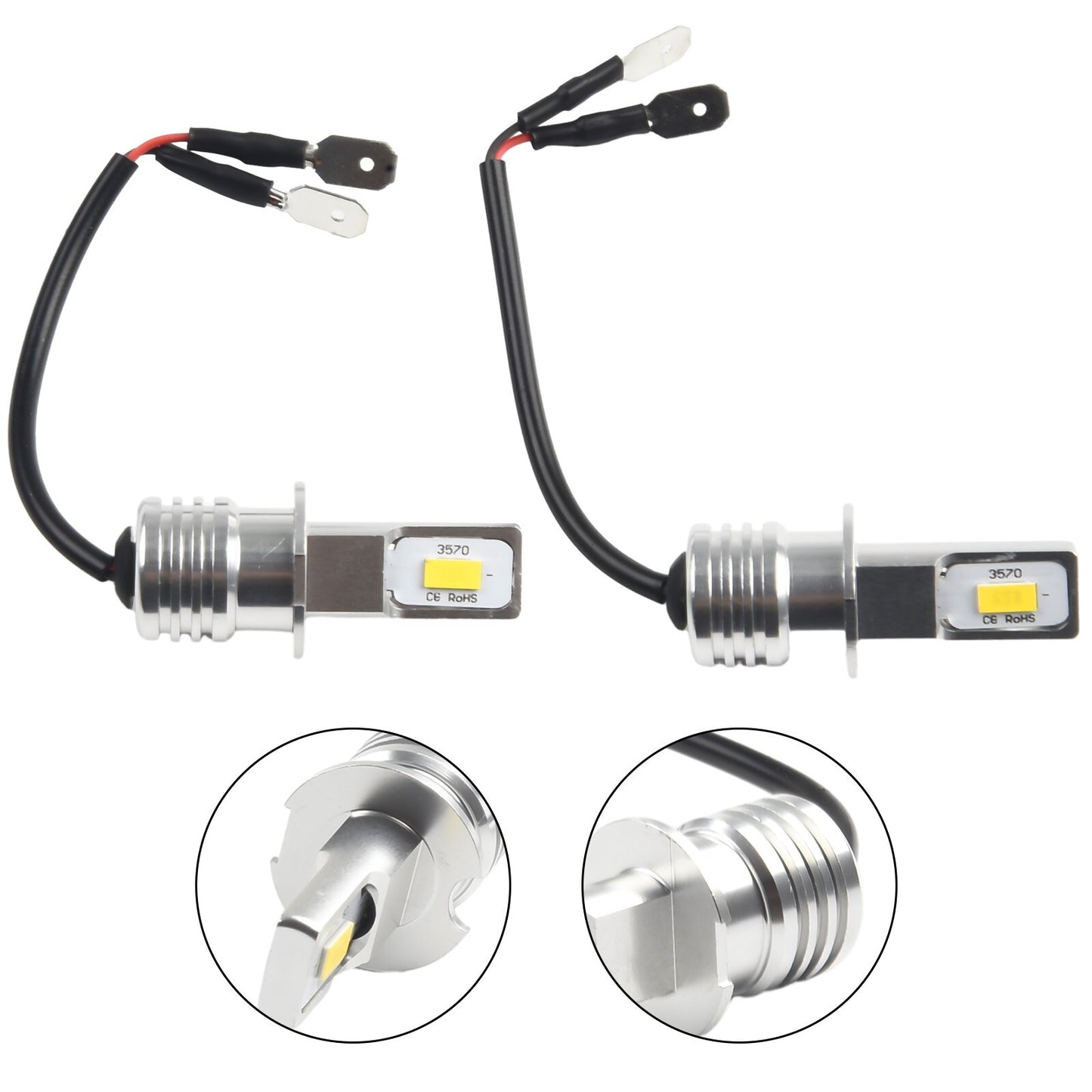 2Pcs H3 LED Fog Light-Bulb Conversion Kit Super Bright Yellow DRL Lamp 3000K 80W