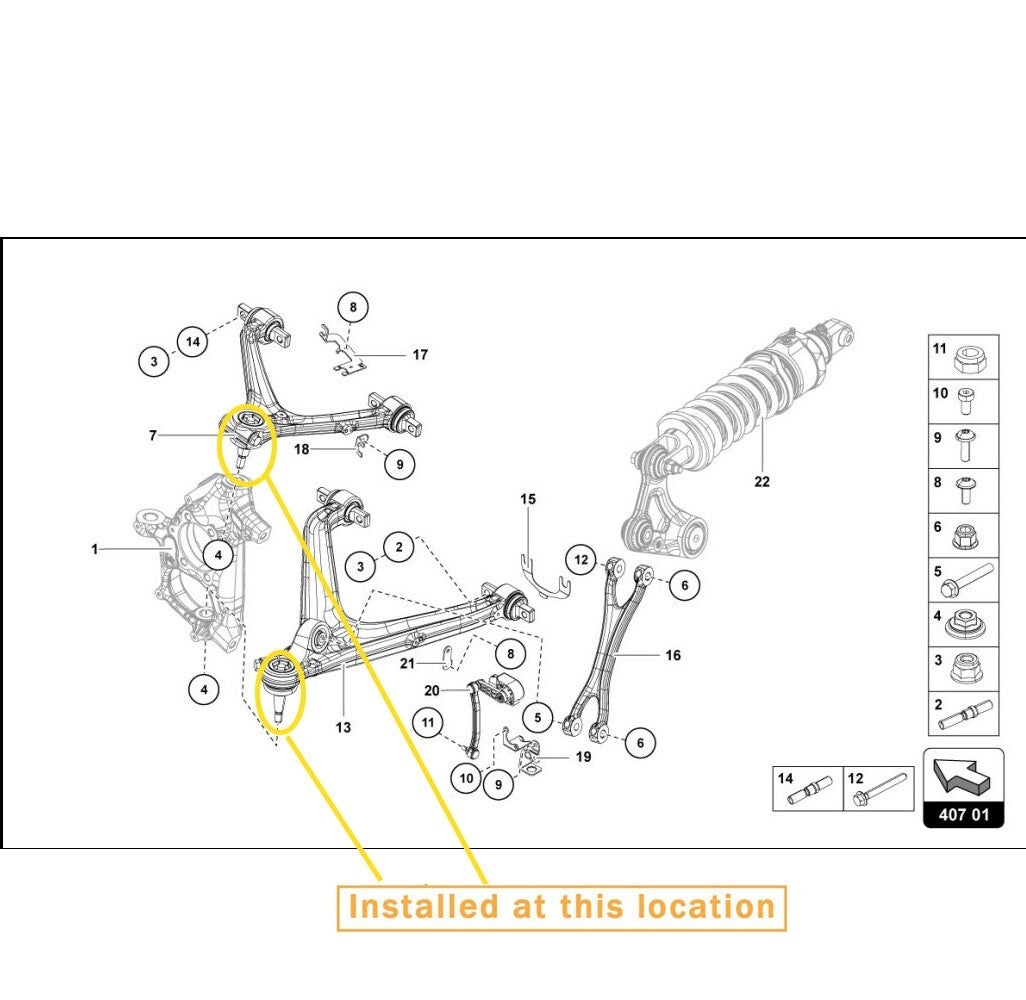 Ball joint for control arm of for Lamborghini Aventado LP700
