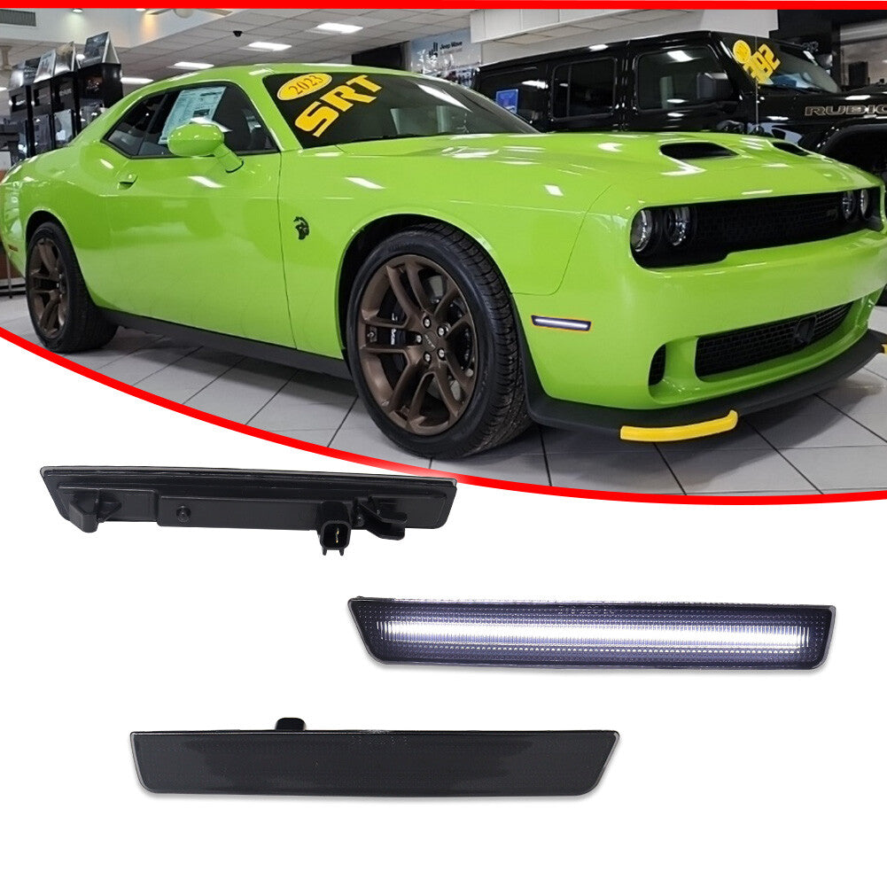 Smoke camera upgrade with white LED front marker lights for Dodge for Challenger 15-23
