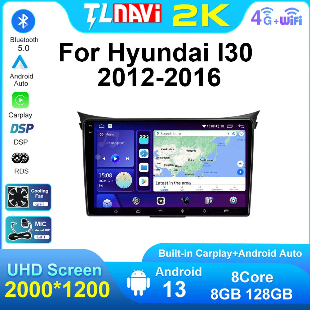 for Hyundai i30 for Elantra GT 2012-2016 Android CarPlay Car Stereo Radio GPS Screen