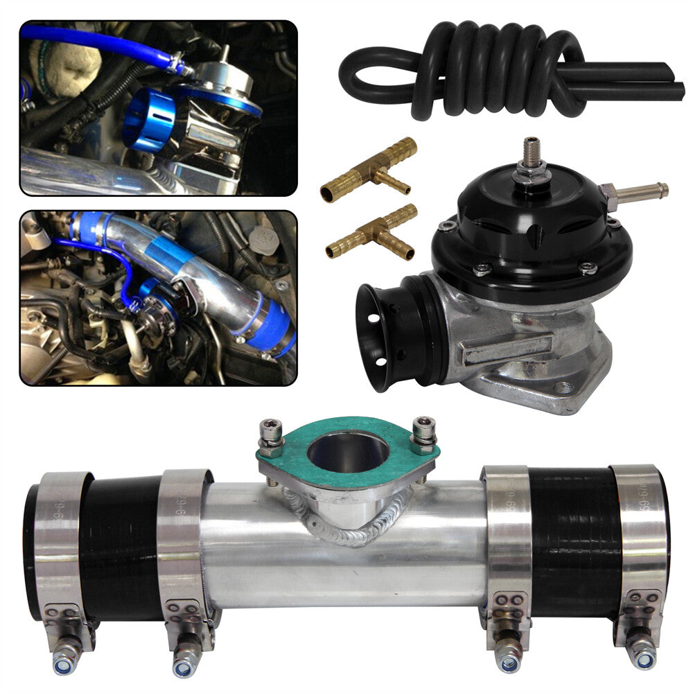 30 PSI Adjustable Turbo Blow Off Valve +Type RS 2.25 Flange Pipe Adapter Kit BK