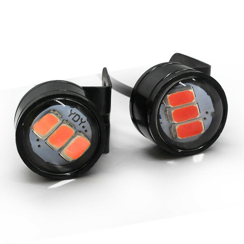 2x Motorcycle Headlight Flash Driving Hawkeye Lamp Mirror White Fog Red Flashing