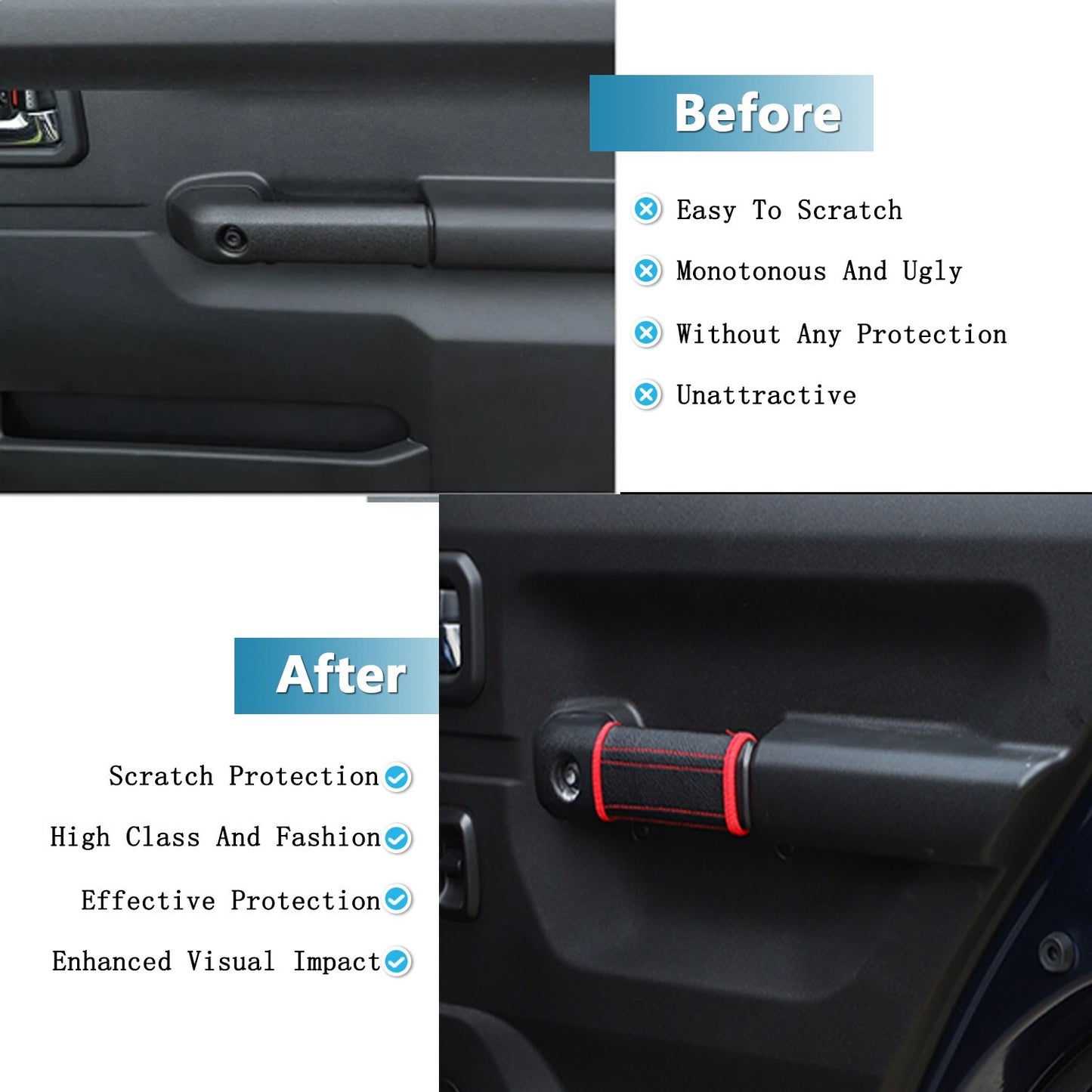 Leather Inner Door Handle Protector Cover for Suzuki for Jimny 2019-2024 4-Door