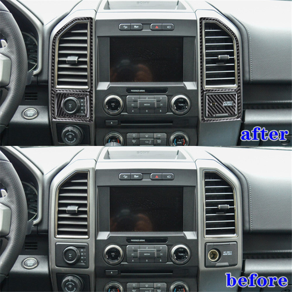 Carbon Fiber Interior Center Air Vent Panel Trim Cover for Ford F-150 2015-2017